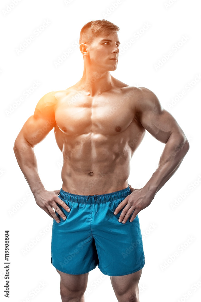 Image of muscle man posing in studio Image of muscle man posing in studio