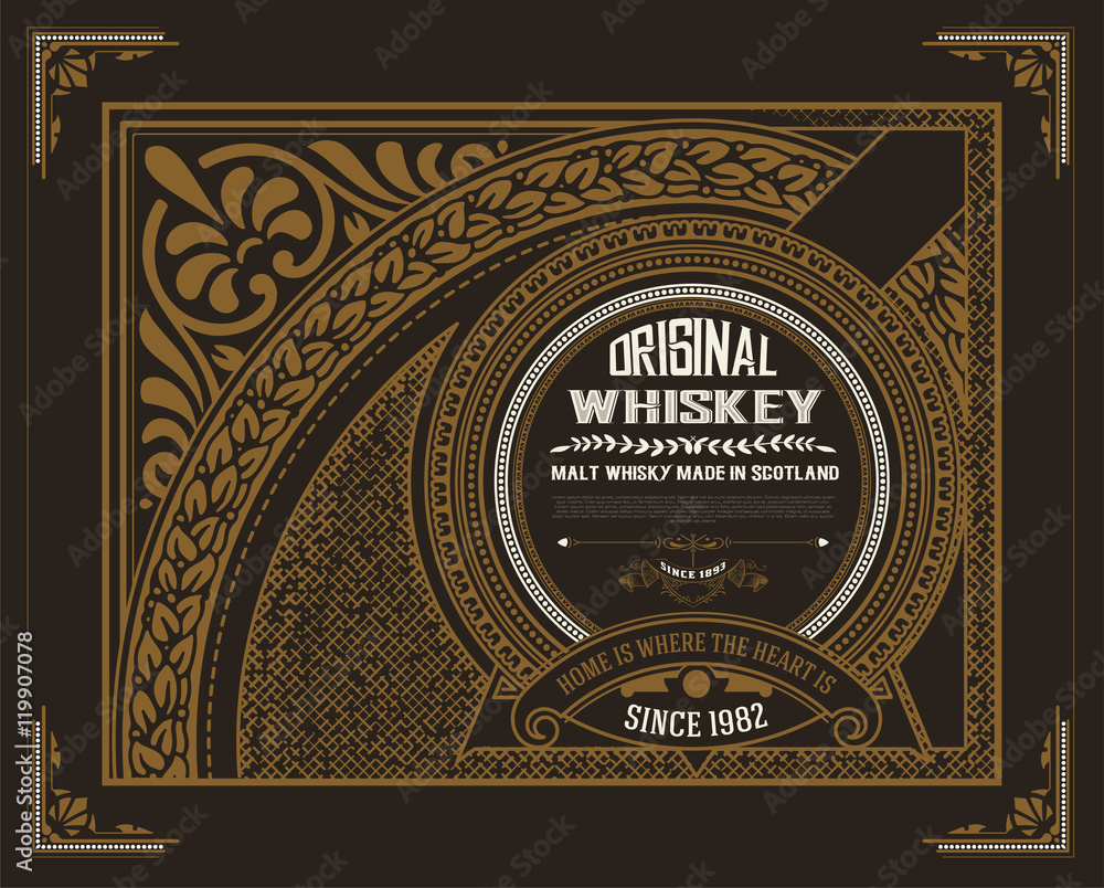 Retro whiskey label. Vector