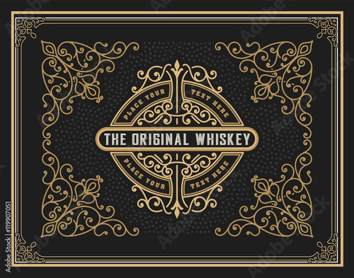 Whiskey label with old frames