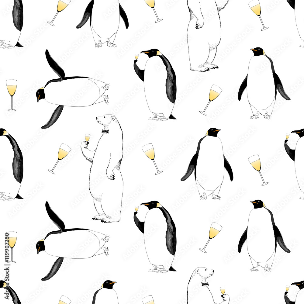 Obraz premium New Year 2017, Christmas vector seamless pattern