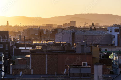 Aerial view of Sants district in Barcelona