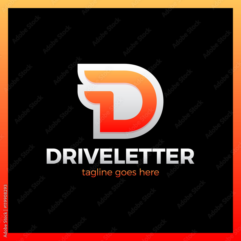 D letter logo with a two wing. Font style, vector design template elements for your application or corporate identity. Dynamic drive logotype D letter logo with a two wing. Font style, vector design template elements for your application or corporate identity. Dynamic drive logotype
