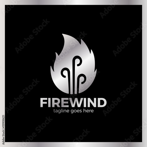 Fire Three Wind Logo. Hot bonfire.