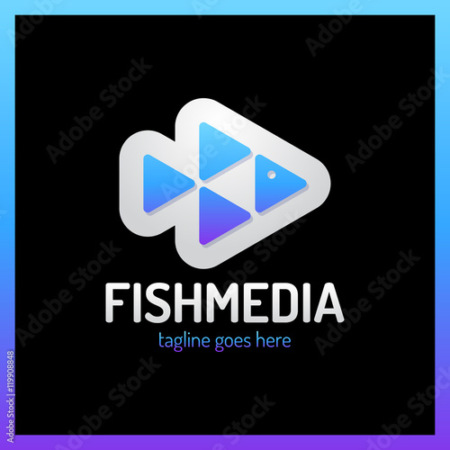Four triangle fish media logo. Animal Play button logotype Free Download Four triangle fish media logo. Animal Play button logotype - GFXLoad