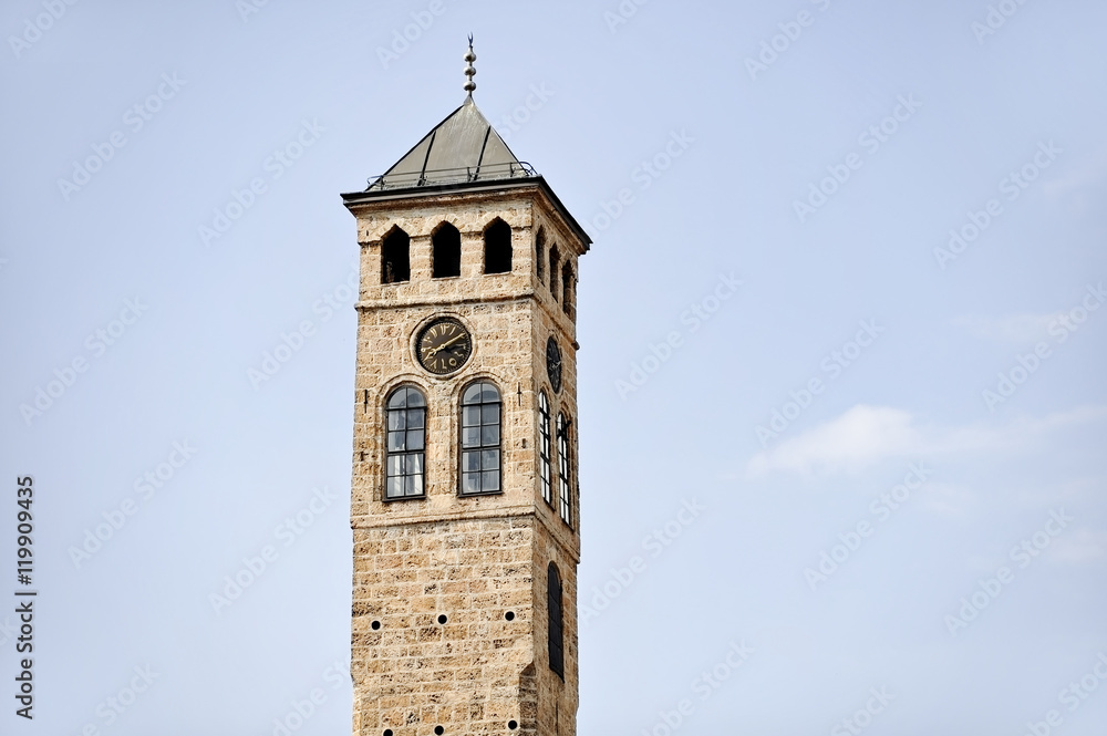 The old clock tower of Sarajevo