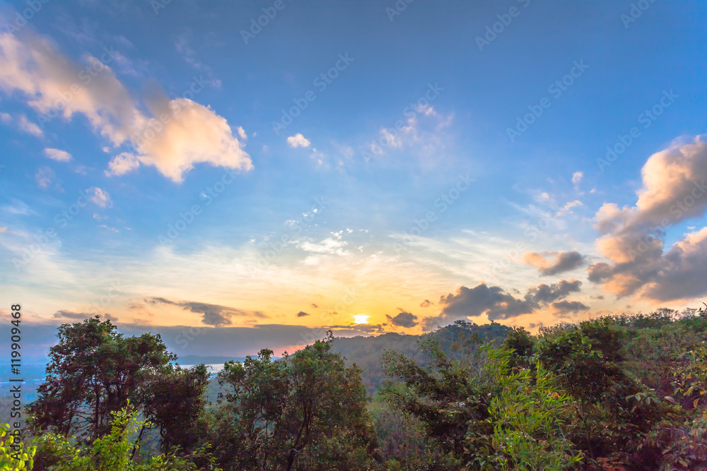 sunrise at Chalong bay see from hilltop