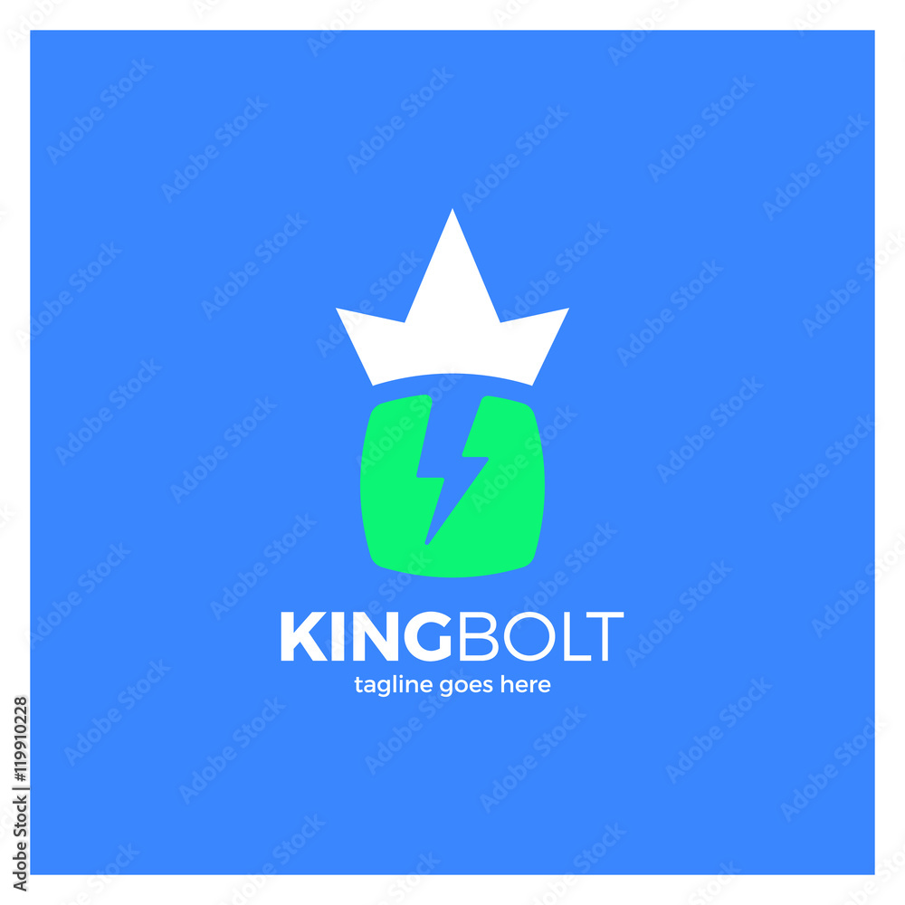 Obraz premium King Bolt Logo. Box Negative Space Volt Crow Flash Logotype