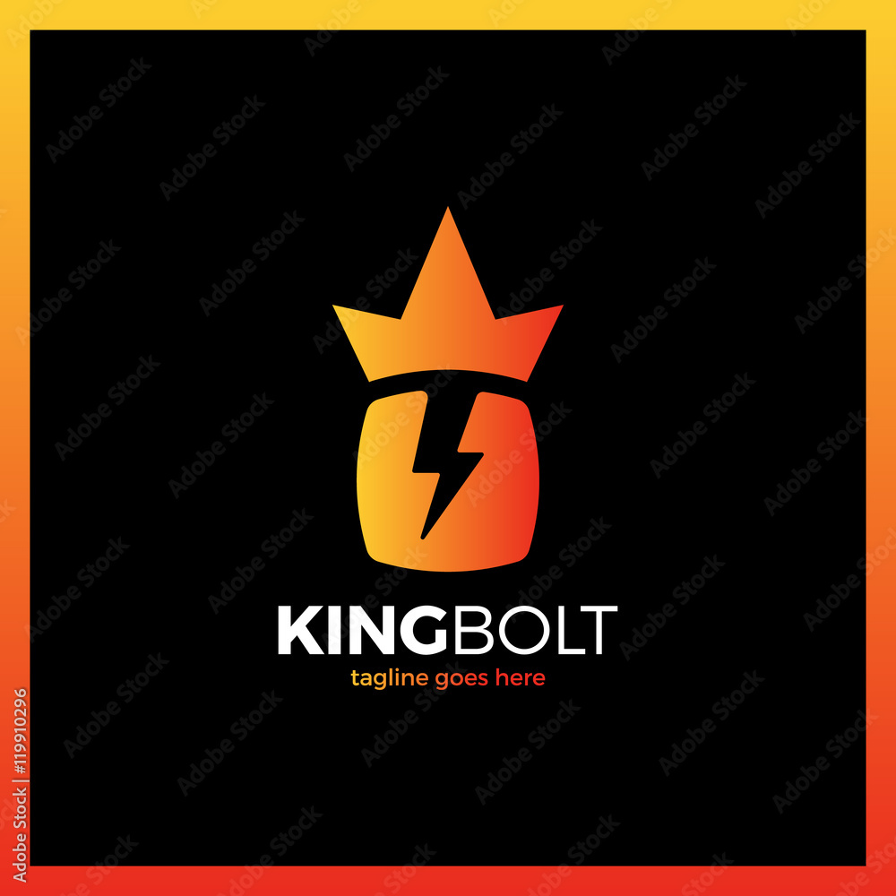 King Bolt Logo. Box Negative Space Volt Crow Flash Logotype King Bolt Logo. Box Negative Space Volt Crow Flash Logotype