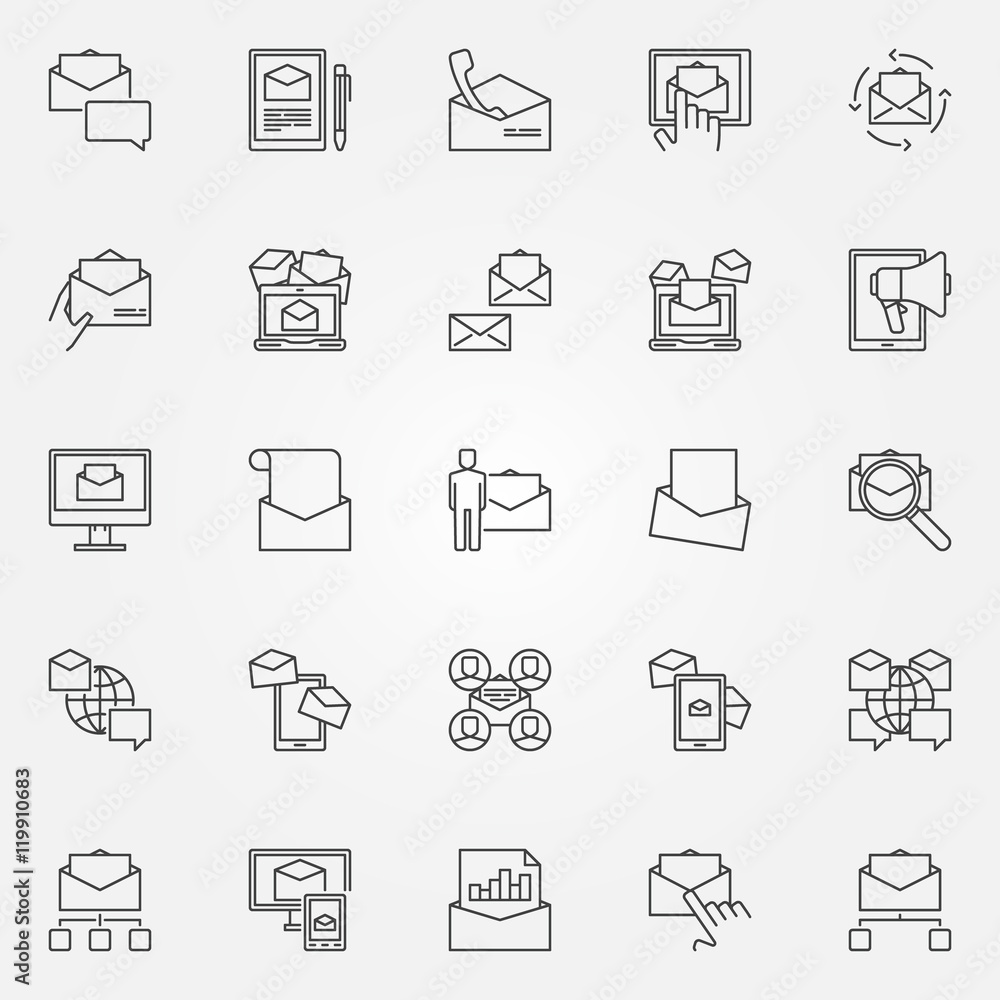 Email marketing line icons