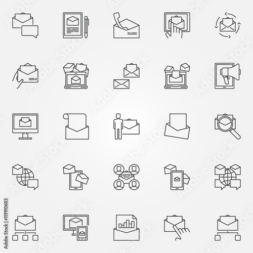 Email marketing line icons