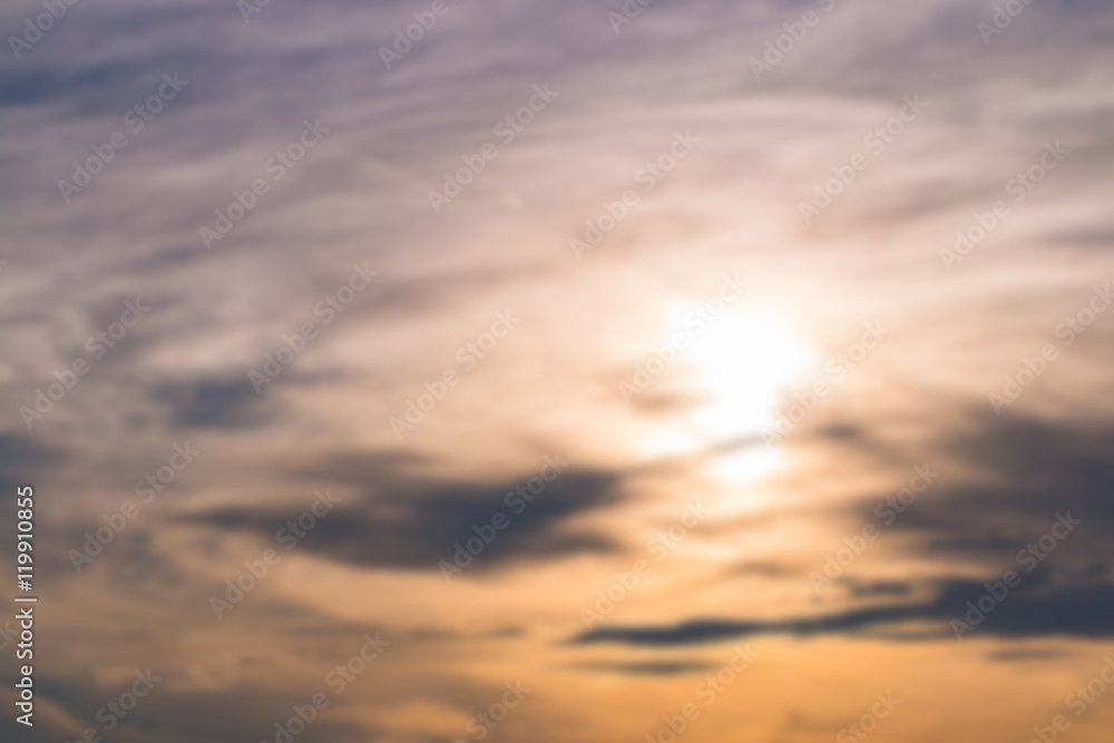 Blur effect of sky and cloud background with colorful at sunrise nature