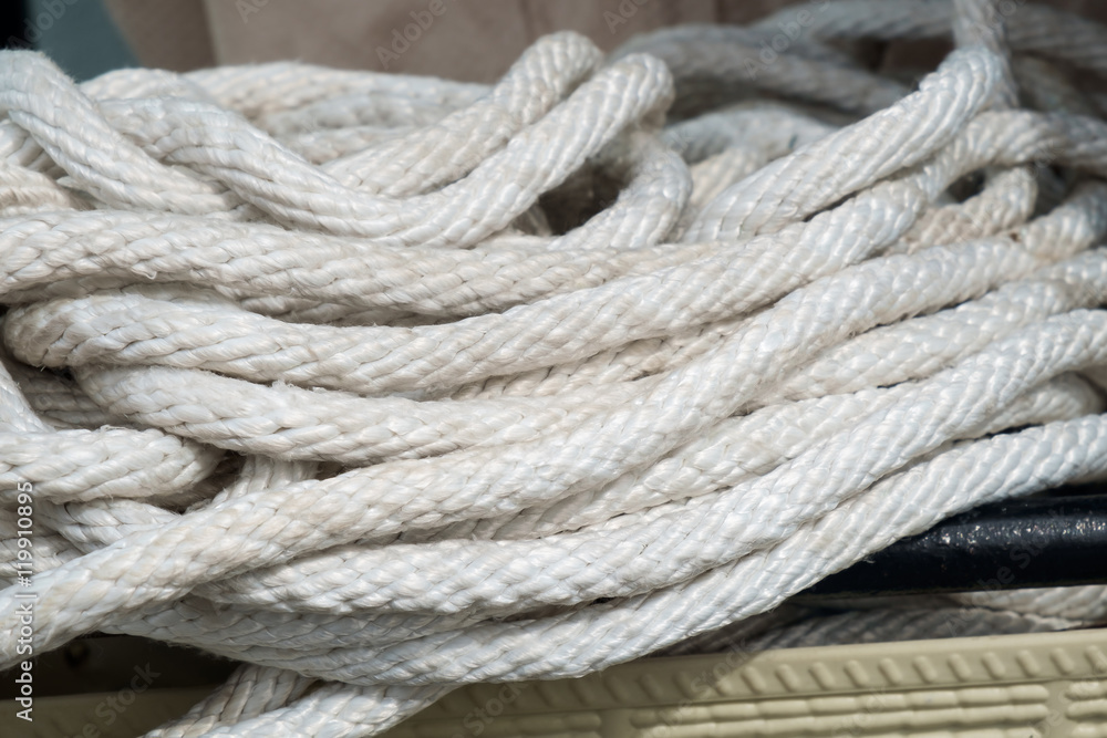 White rope / Close up of white rope.