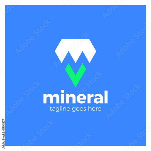 Free Download Letter M negative space mineral logo. Line Pin diamond triangle logotype - GFXLoad