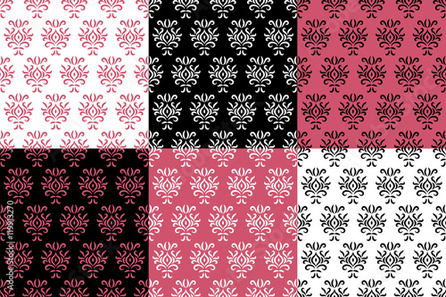 Black white and pink damask...