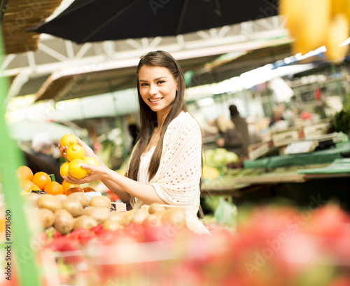 Young woman on market
