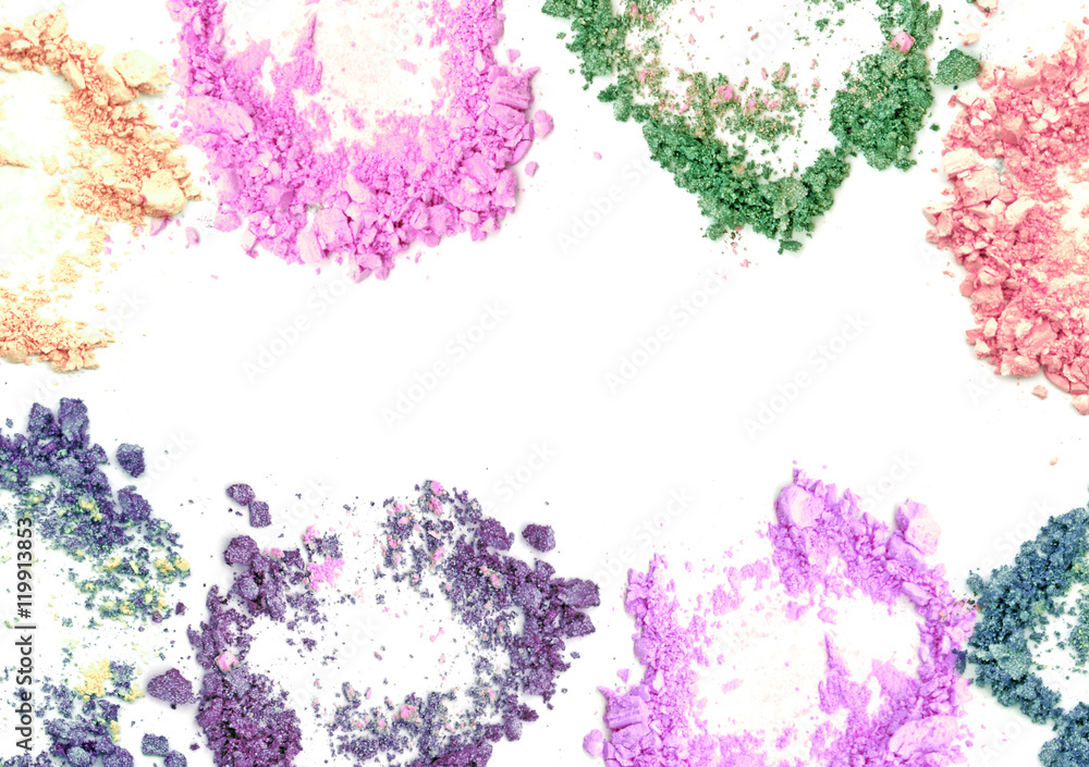 Make-up color frame on white background Make-up color frame on white background