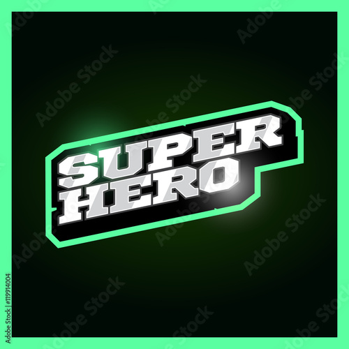 Super hero power full typography, t-shirt graphics, vectors. Superhero retro text emblem