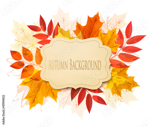 Autumn background with leaves. Vector.