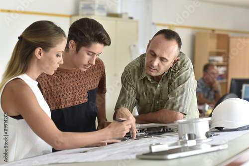 Young people in engineering training class