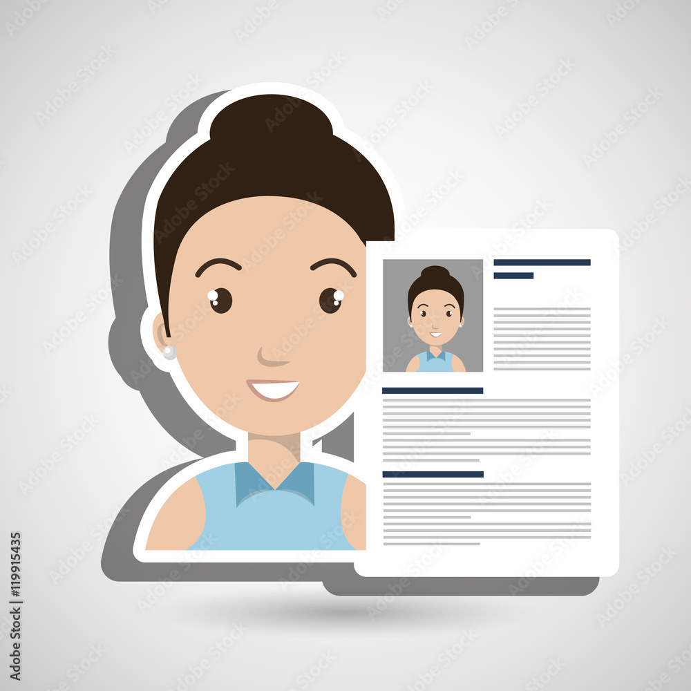 cv resume woman icon vector illustration graphic cv resume woman icon vector illustration graphic