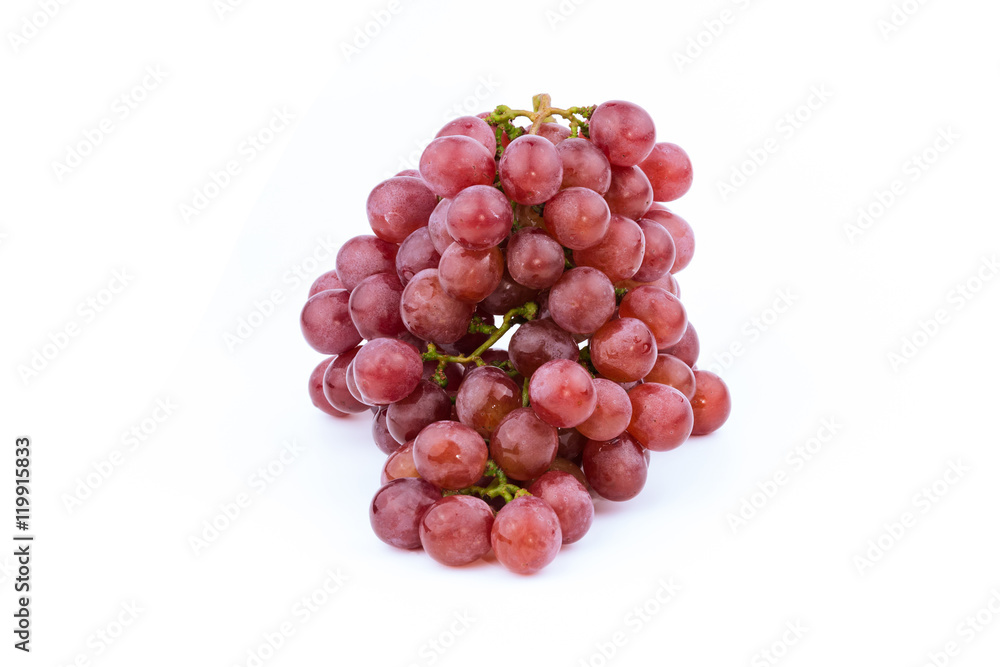 Bunch of red grapes , fresh with water drops. Isolated on white Bunch of red grapes , fresh with water drops. Isolated on white