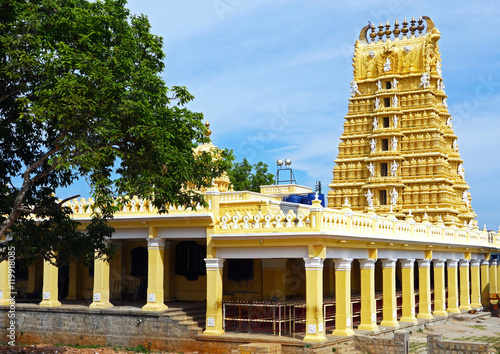 Gopuram of Shri Chamundeshwari temple on Chamundi Hill, Mysore photo