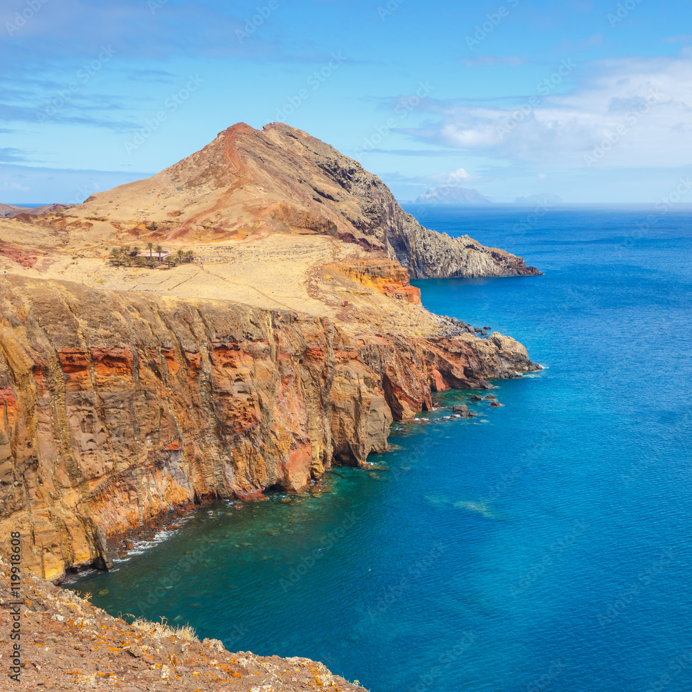 Cliffs at Ponta de Sao Lourenco. Cape is the most eastern point of Madeira island