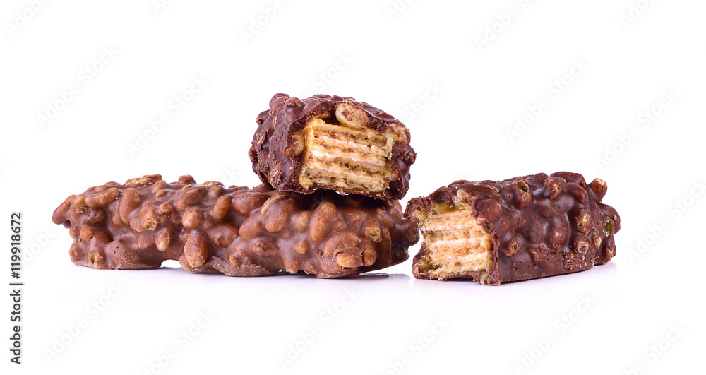 Wafer chocolate dessert on white background. Wafer chocolate dessert on white background.