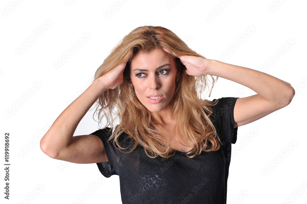 young blonde curly hair women portrait young blonde curly hair women portrait