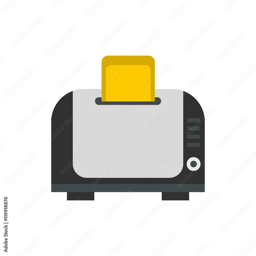 Toaster icon in flat style isolated on white background. Home appliances symbol vector illustration Toaster icon in flat style isolated on white background. Home appliances symbol vector illustration
