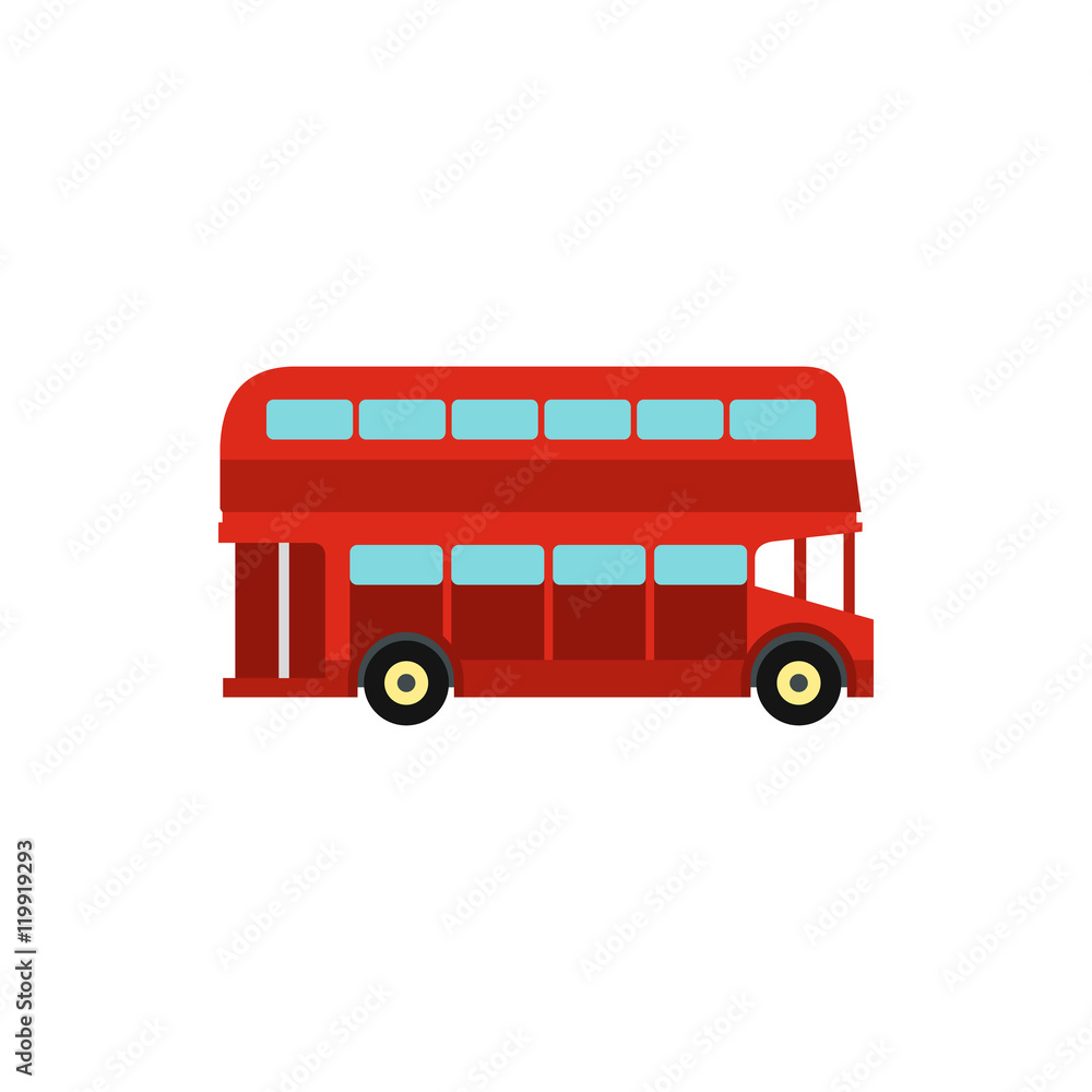Double decker bus icon in flat style isolated on white background. Transport symbol vector illustration