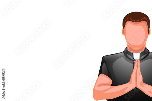 praying priest on white
