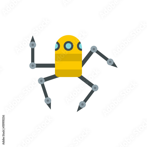 Robot spider icon in flat style isolated on white background. Technology symbol vector illustration