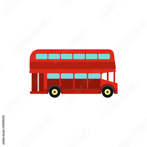 Double decker bus icon in flat style isolated on white background. Transport symbol vector illustration