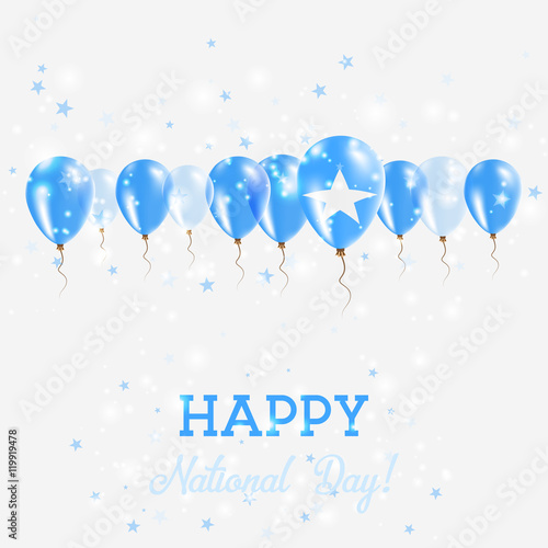 Somalia Independence Day Sparkling Patriotic Poster. Happy Independence Day Card with Somalia Flags, Confetti, Stars, Bokeh and Glitter.