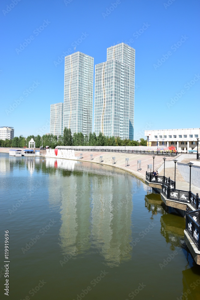 A view with modern buildings in Astana, capital of Kazakhstan