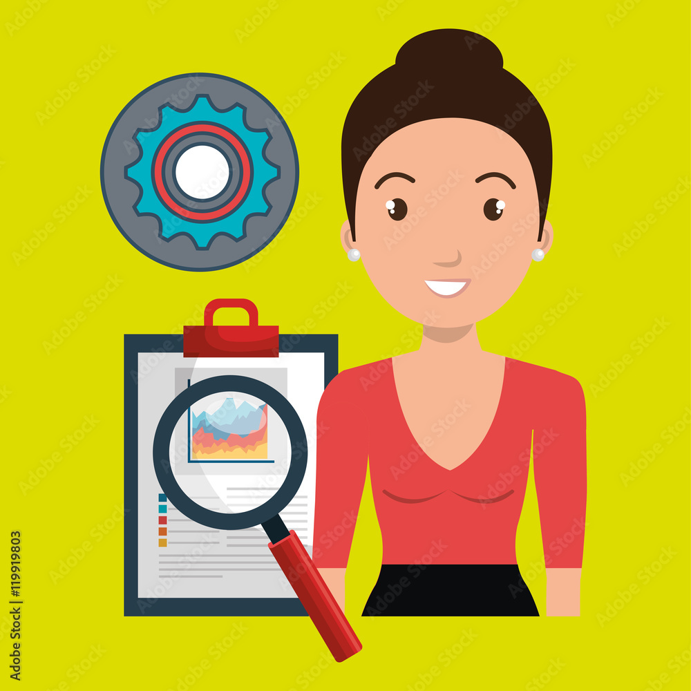 woman clipboard search gear vector illustration eps 10 woman clipboard search gear vector illustration eps 10