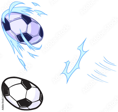 Vector Cartoon Soccer Ball Being Kicked Template