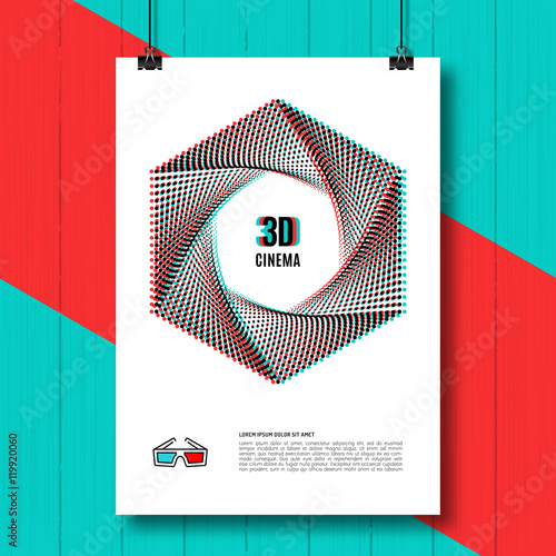 Photography 3D cinema creative concept, 3d movie, 3D glasses icon