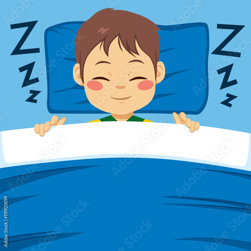 Little boy happy sleeping p...