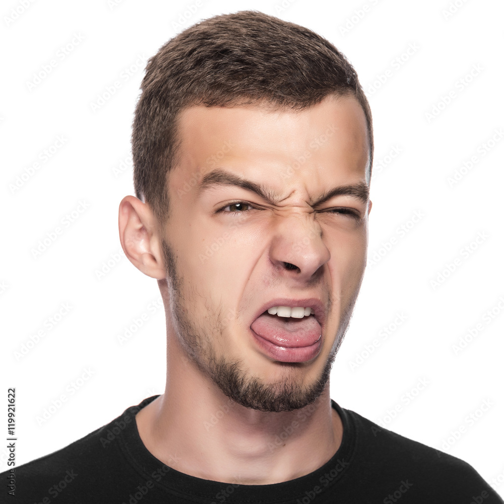 Man with his eyes crossed. Man with his eyes crossed.