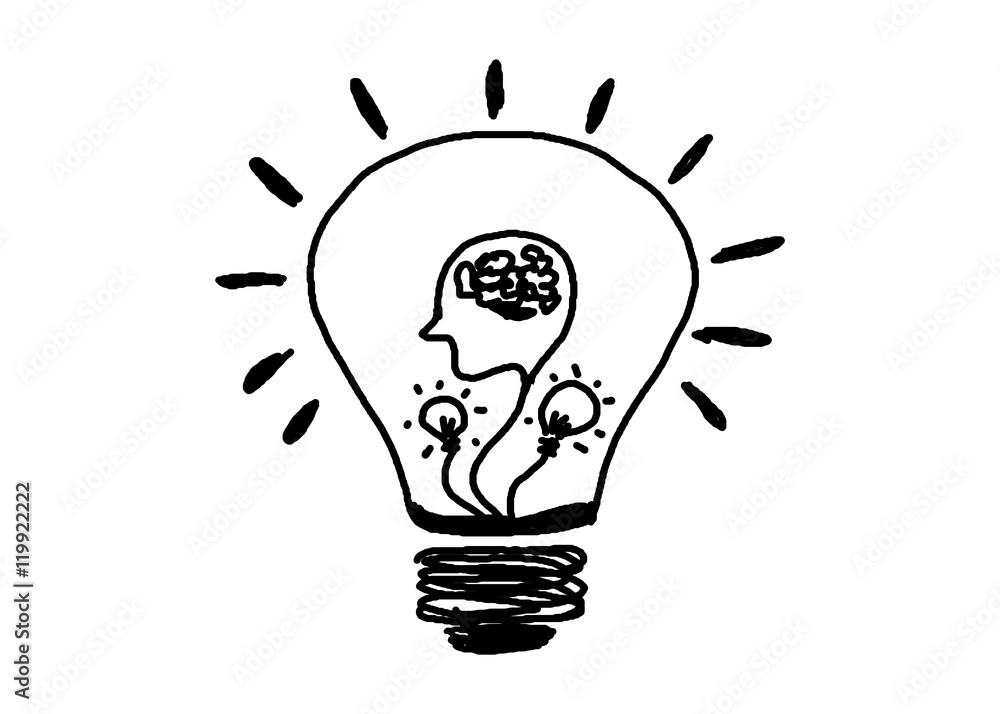 hand drawn Light bulb icon or symbol with concept of idea on white background( electricity and energy). hand drawn Light bulb icon or symbol with concept of idea on white background( electricity and energy).