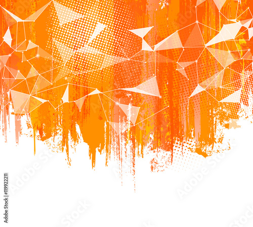 Splashes Orange Background. Creative abstract  with colorful splash, halftone doted ellements and triangular design