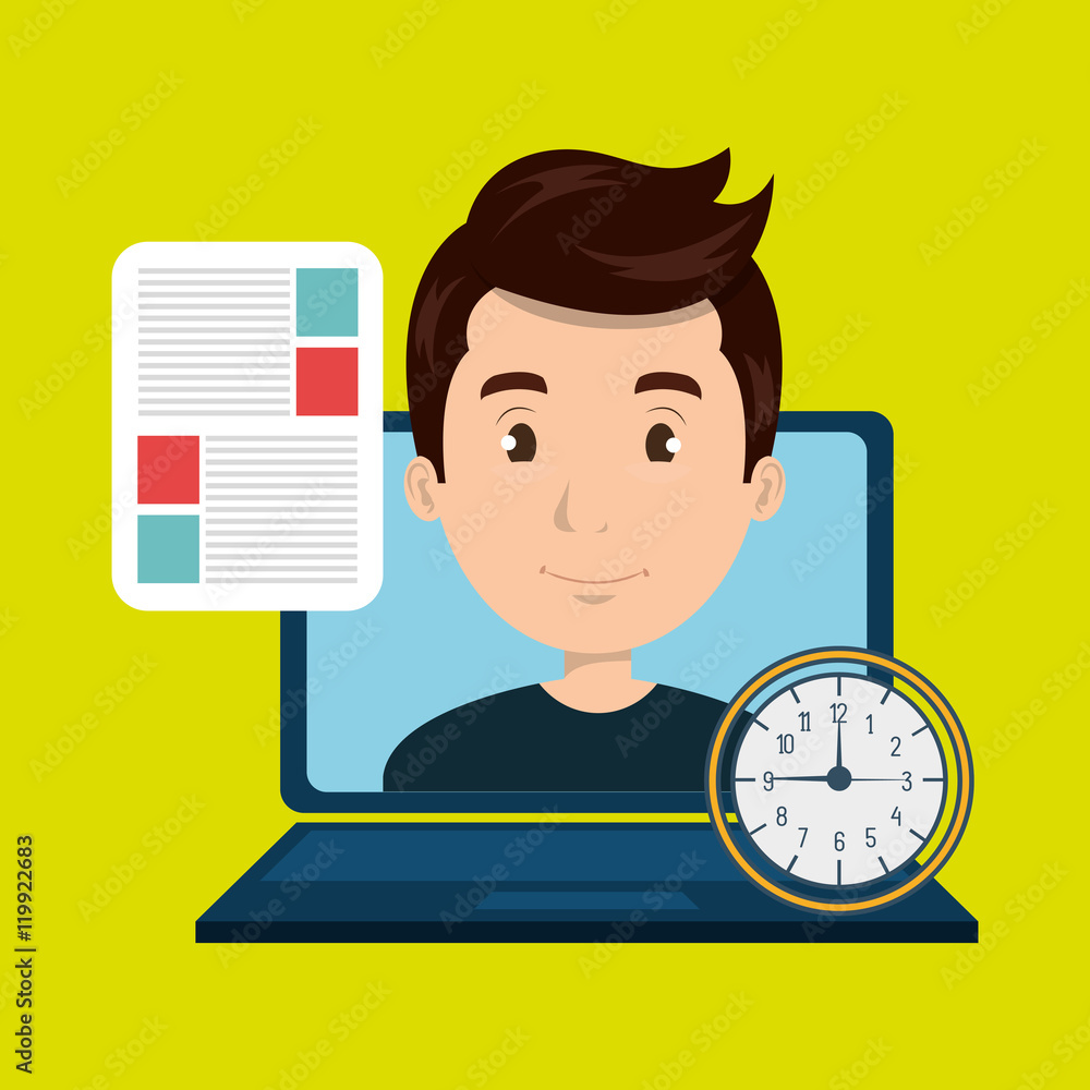 woman laptop document idea vector illustration eps 10