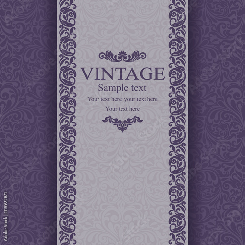 Wedding Invitation cards in an vintage-style violet
