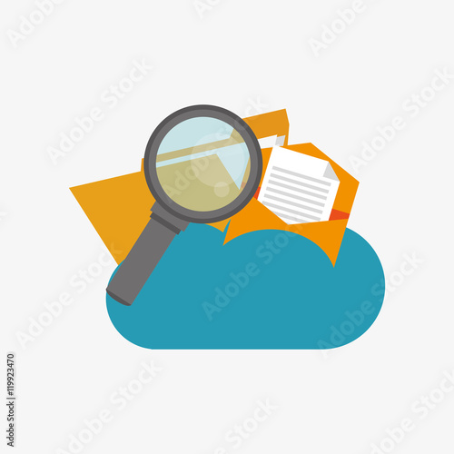 envelope and file folder on cloud icon