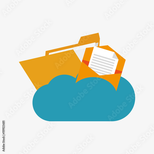 envelope and file folder on cloud icon