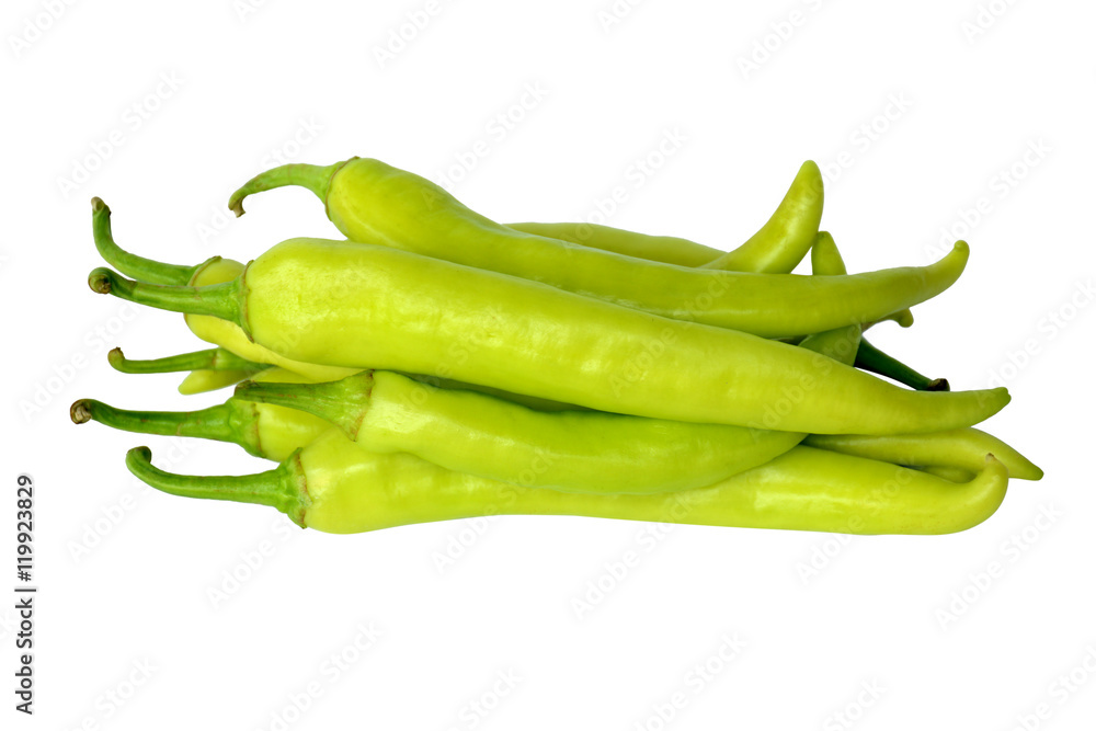 Green peppers on a white background. Green peppers on a white background.