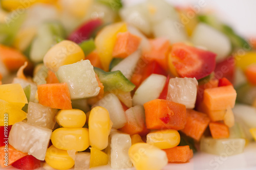 sliced vegetables close up on a light background