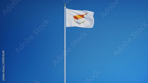 Quadro em tela Cyprus flag waving against clean blue sky, long shot, isolated with clipping pat